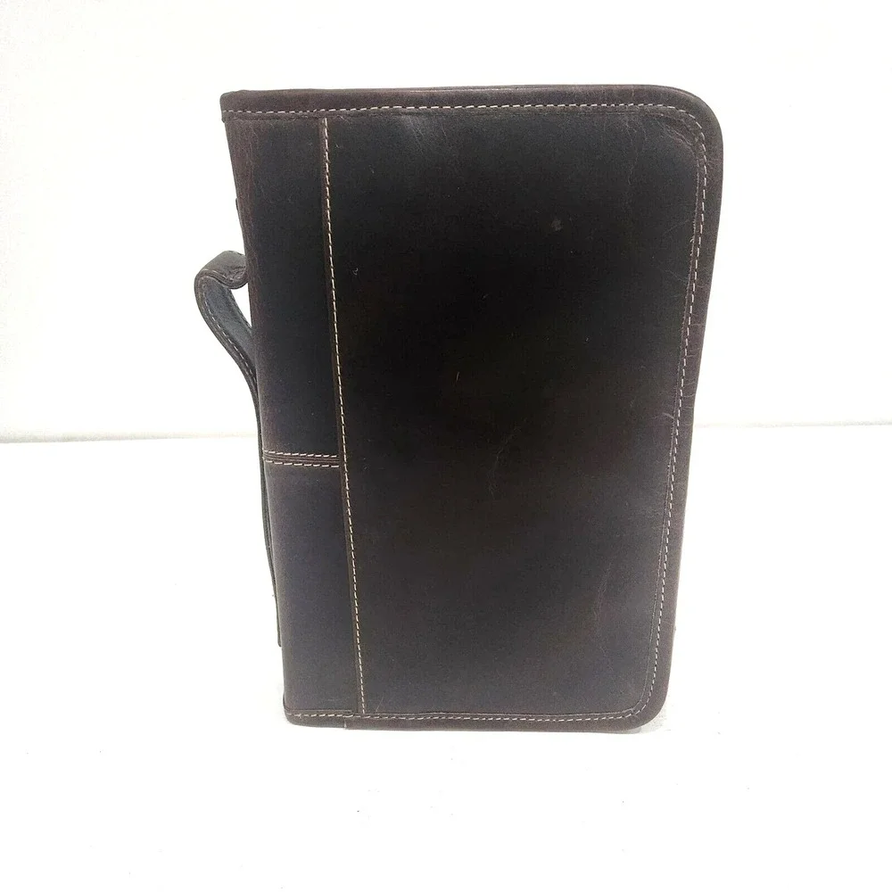 Leather Bible Cover w/ Handle‎ & Pocket – Small Book or Planner Holder Case